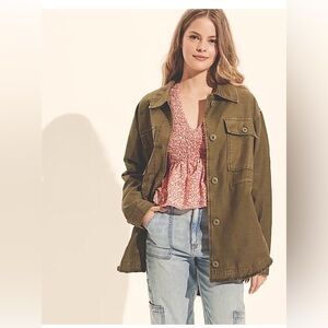 American Eagle Army Green Button-Up Jacket